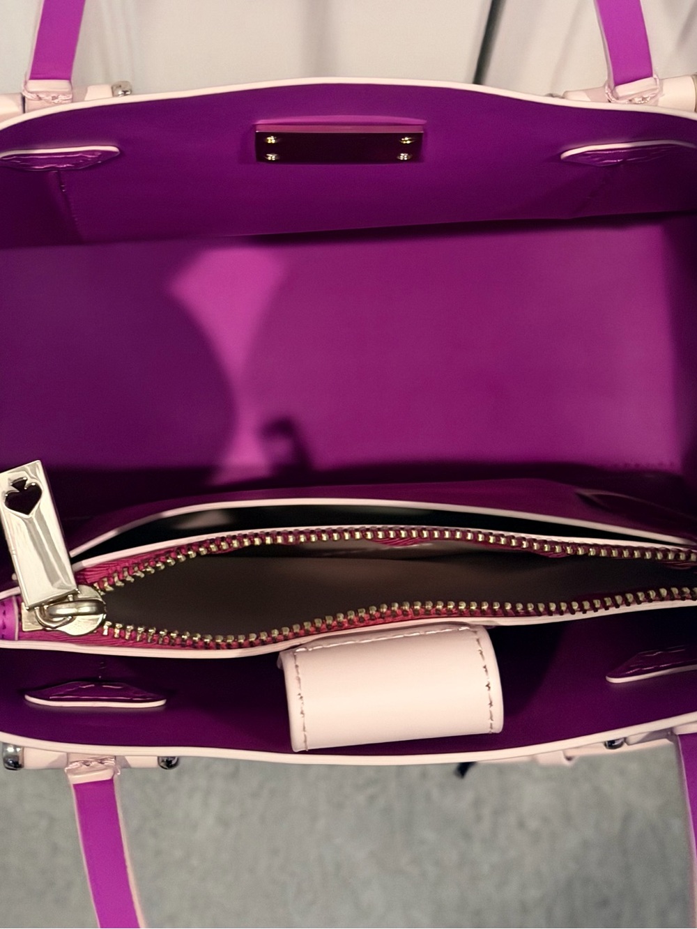 kate spade Pink Leather Structured Tote with Gold Hardware - Picture 3 of 4